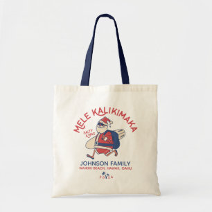 Aangepaste Mele Kalikimaka Santa Hawaiian Kerstmis Tote Bag