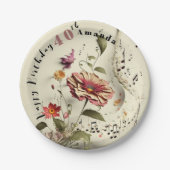 Aangepaste Melody Flower Happy 40th Birthday Papieren Bordje (Voorkant)