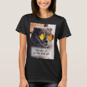 Aangepaste Meme Grappige Blauwe Kat met Bril T-shirt (Voorkant)