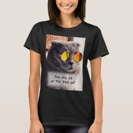 Aangepaste Meme Grappige Blauwe Kat met Bril T-shirt