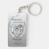 Aangepaste Memorial Angel Wings Heart Foto toevoeg Sleutelhanger (achterkant)