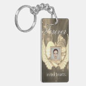 Aangepaste Memorial Angel Wings Heart Foto toevoeg Sleutelhanger (Voorkant Links)