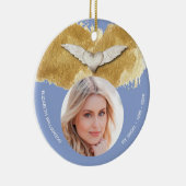 Aangepaste Memorial Angel Wings Keepsake Foto Keramisch Ornament (Rechts)