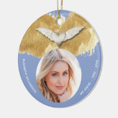 Aangepaste Memorial Angel Wings Keepsake Foto Keramisch Ornament (Links)