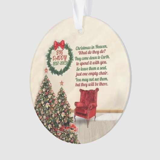 Aangepaste Memorial Ornament Christmas in Heaven M (voorkant)