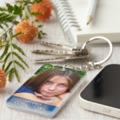 Aangepaste Memorial Voeg foto-citaat toe Blauwe he Sleutelhanger (Voorkant Rechts)