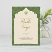 Aangepaste Mendhi-uitnodiging | Henna-avond Kaart (Staand voorkant)