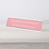 Aangepaste Menselijke Hulpbronnen Roze Bureau Naambordje (Voorkant)