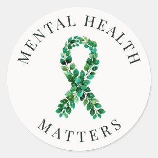 Aangepaste mentale gezondheid groene lint VSCO-est Ronde Sticker