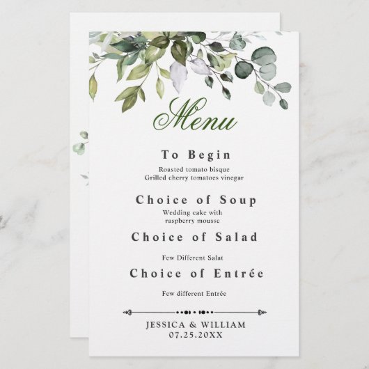 Aangepaste menukaart (Voorkant / Achterkant)