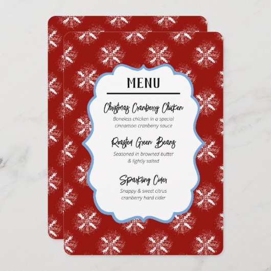 Aangepaste menummat-invoegkaart aankondiging (Voorkant / Achterkant)