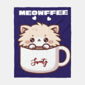 Aangepaste Meowffee Mopshond Koffie Kat Fleece Deken (Voorkant)
