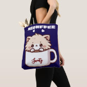 Aangepaste Meowffee Mopshond Koffie Kat Tote Bag (Dichtbij)