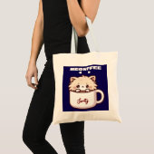 Aangepaste Meowffee Mopshond Koffie Kat Tote Bag (Voorkant (product))