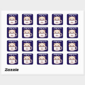 Aangepaste Meowffee Mopshond Koffie Kat Vierkante Sticker (Vel)