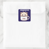 Aangepaste Meowffee Mopshond Koffie Kat Vierkante Sticker (Tas)