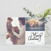 Aangepaste Meowy Kerstmis 2 Foto Feestdagenkaart (Staand voorkant)