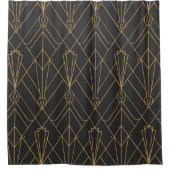 Aangepaste Merk Elegante Zwart & Goud Patronen Douchegordijn (Voorkant)