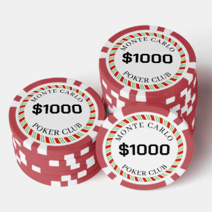 Aangepaste merk Monte Carlo Smooth $1000 14 Gram Poker Chips