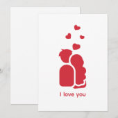 Aangepaste merk Rode Witte Eenvoudige Koppel en Ha Feestdagenkaart (Voorkant / Achterkant)