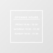Aangepaste merk witte openingsuren restaurant raamsticker (Vel)