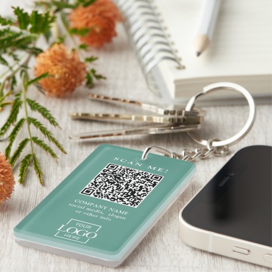 Aangepaste merkgebonden bedrijfslogo QR-code moder Sleutelhanger (Voorkant Rechts)