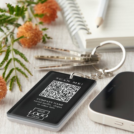 Aangepaste merkgebonden bedrijfslogo QR-code moder Sleutelhanger (Voorkant Rechts)