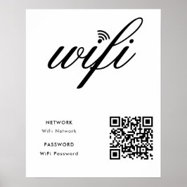 Aangepaste merkgebonden WiFi-netwerk QR-code wit P Poster