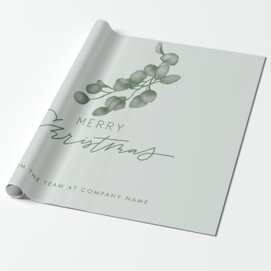 Aangepaste merknaam bedrijfnaam Prettig kerstfeest Cadeaupapier (Uitgerold)