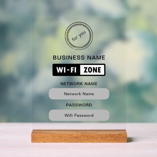 Aangepaste merknaam Bedrijfsnaam Wifi Details & Lo Acryl Bord (Neutraal)