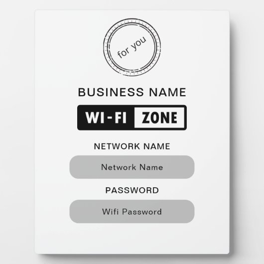 Aangepaste merknaam Bedrijfsnaam Wifi Details & Lo Fotoplaat (Voorkant)