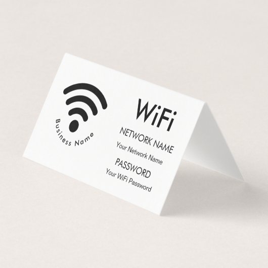 Aangepaste merknaam Bedrijfsnaam WiFi Details Wit Kaart (Voorkant)
