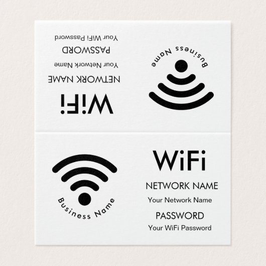 Aangepaste merknaam Bedrijfsnaam WiFi Details Wit Kaart (Buitenkant ongevouwen)