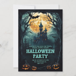 Aangepaste merknaam Dark Fantasy Halloween Party Kaart