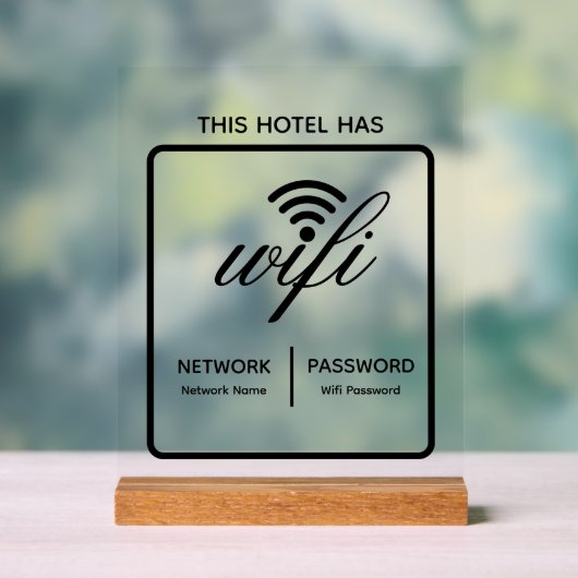 Aangepaste merknaam Hotel Naam WiFi Wachtwoord Acryl Bord (Neutraal)