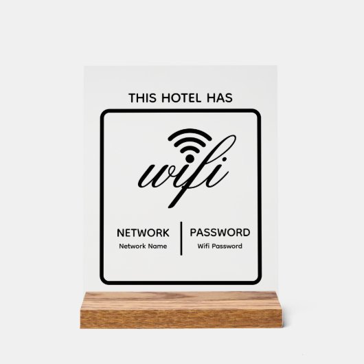 Aangepaste merknaam Hotel Naam WiFi Wachtwoord Acryl Bord (Voorkant)
