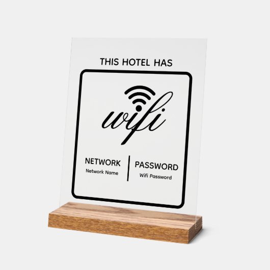 Aangepaste merknaam Hotel Naam WiFi Wachtwoord Acryl Bord (Hoek)