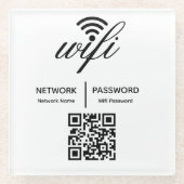 Aangepaste merknaam Hotel WiFi Wachtwoord QR-code Glazen Onderzetter (Voorkant)