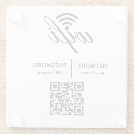 Aangepaste merknaam Hotel WiFi Wachtwoord QR-code Glazen Onderzetter (Achterkant)