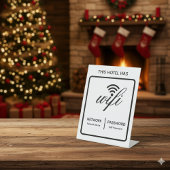 Aangepaste merknaam hotelnaam wifi-wachtwoord reclamebord met voetstuk