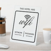 Aangepaste merknaam hotelnaam wifi-wachtwoord reclamebord met voetstuk (Insitu)