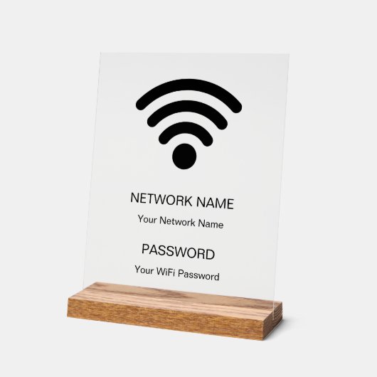 Aangepaste merknaam wifi netwerk en wachtwoord zwa acryl bord (Hoek)