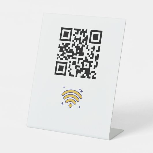 Aangepaste merknaam WiFi Network QR Code Modern Reclamebord Met Voetstuk (Voorkant)