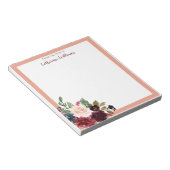 Aangepaste Merlot Navy Floral Pastel Blocnote (Schuin)
