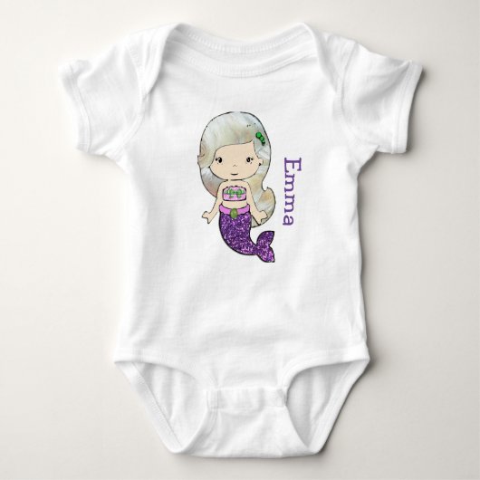 Aangepaste Mermaid Baby One Piece Tshirt (Voorkant)