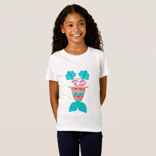 Aangepaste Mermaid Initialen T-shirt (Voorkant volledig)