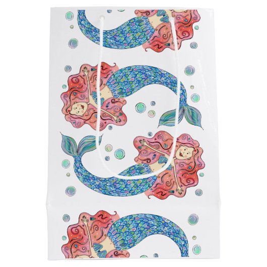 Aangepaste Mermaid Medium Gift Bag Cadeauzakje (Achterkant)