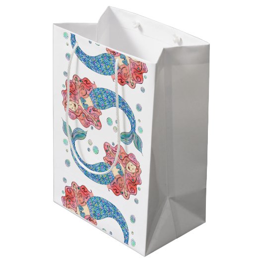Aangepaste Mermaid Medium Gift Bag Cadeauzakje (Achterkant Gekanteld)