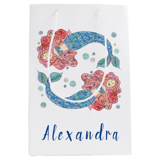 Aangepaste Mermaid Medium Gift Bag Medium Cadeauzakje (Voorkant)