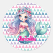 Aangepaste Mermaid-patroonnaam  Ronde Sticker (Voorkant)